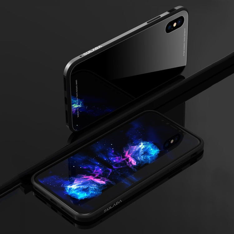 For iPhone XS Max SULADA Metal Frame Toughened Glass Case