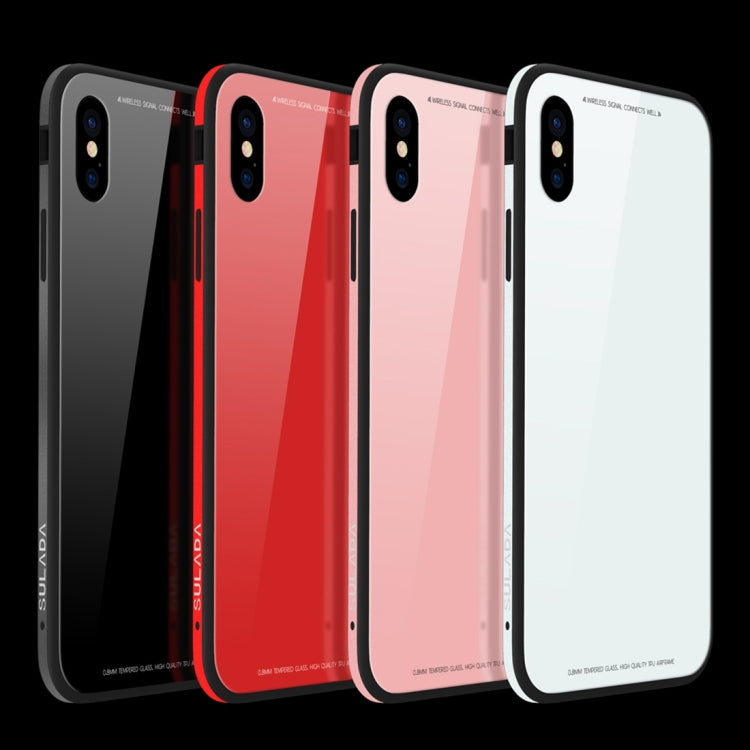 For iPhone XS Max SULADA Metal Frame Toughened Glass Case