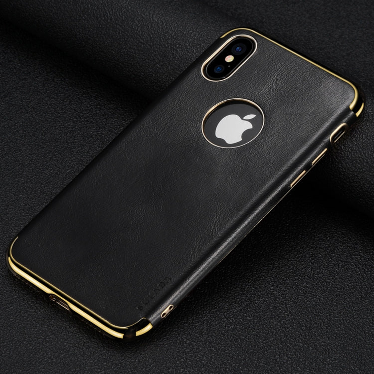 For iPhone XS Max SULADA Plating Edge TPU + Leather Magnetic Protective Case (Black)