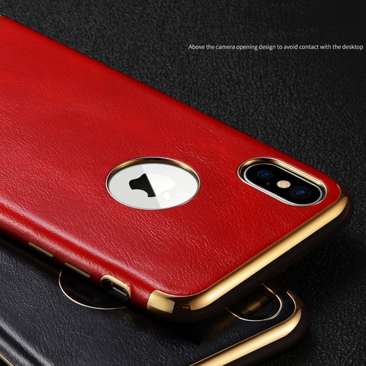 For iPhone XS Max SULADA Plating Edge TPU + Leather Magnetic Protective Case (Black)
