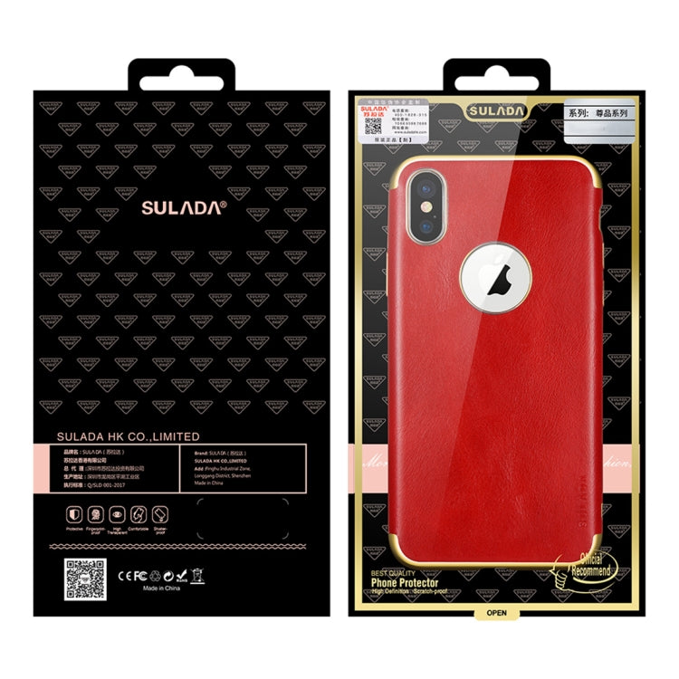 For iPhone XS Max SULADA Plating Edge TPU + Leather Magnetic Protective Case (Black)