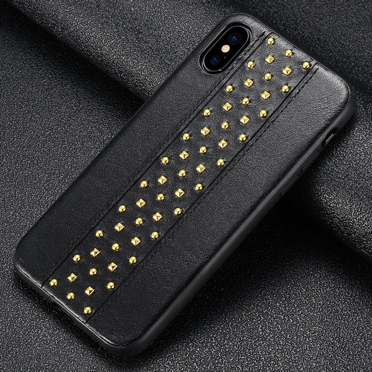 For iPhone XS Max SULADA Rivet Style TPU + Leather Protective Case