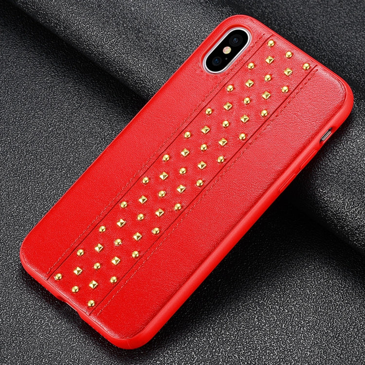 For iPhone XS Max SULADA Rivet Style TPU + Leather Protective Case