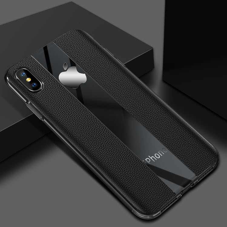 For iPhone XS Max Anti-slip Leather + TPU Protective Case