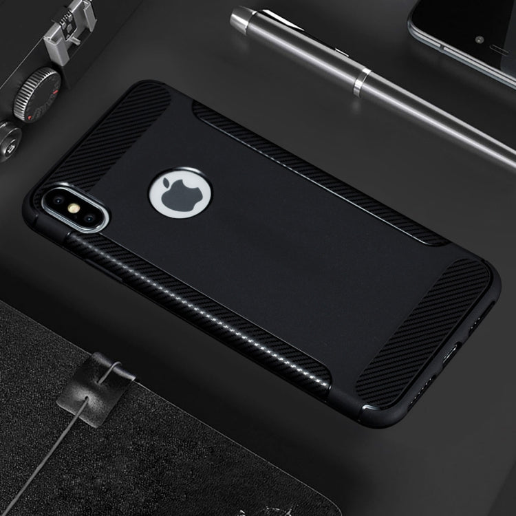 For iPhone XS Max Carbon Fiber Anti-slip TPU Protective Case