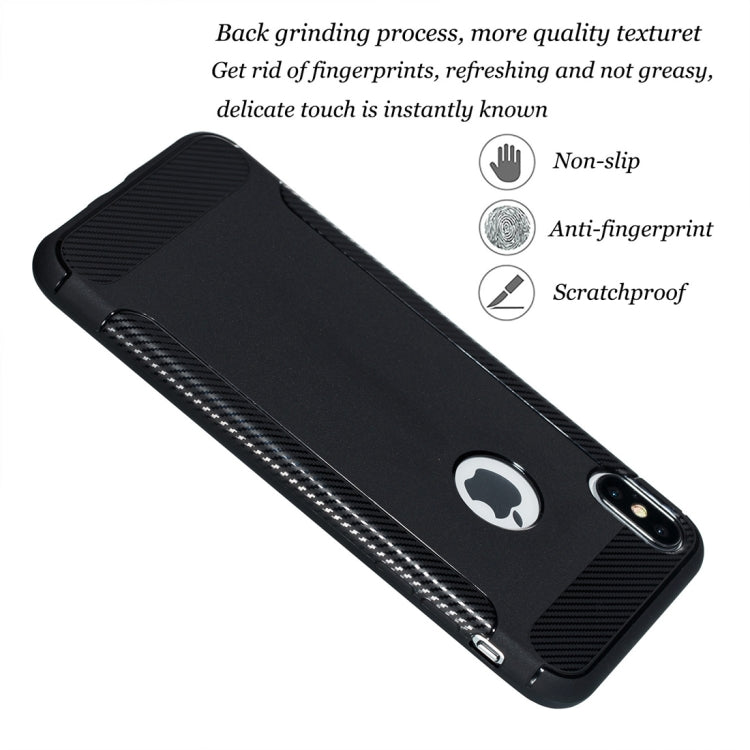 For iPhone XS Max Carbon Fiber Anti-slip TPU Protective Case