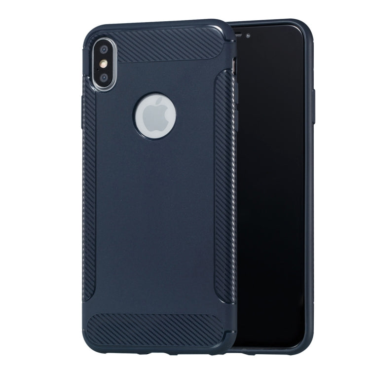 For iPhone XS Max Carbon Fiber Anti-slip TPU Protective Case