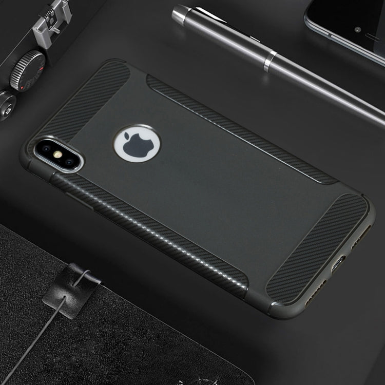 For iPhone XS Max Carbon Fiber Anti-slip TPU Protective Case