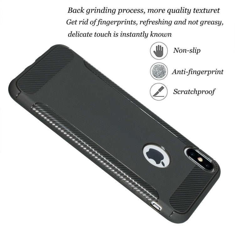 For iPhone XS Max Carbon Fiber Anti-slip TPU Protective Case