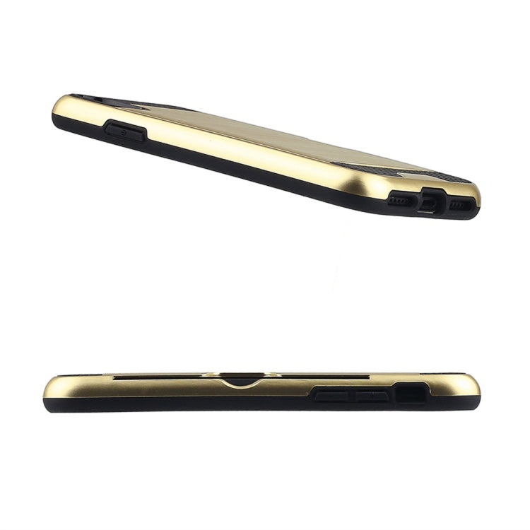 For iPhone XS Max Brushed Texture Shockproof TPU + PC Case with Card Slots
