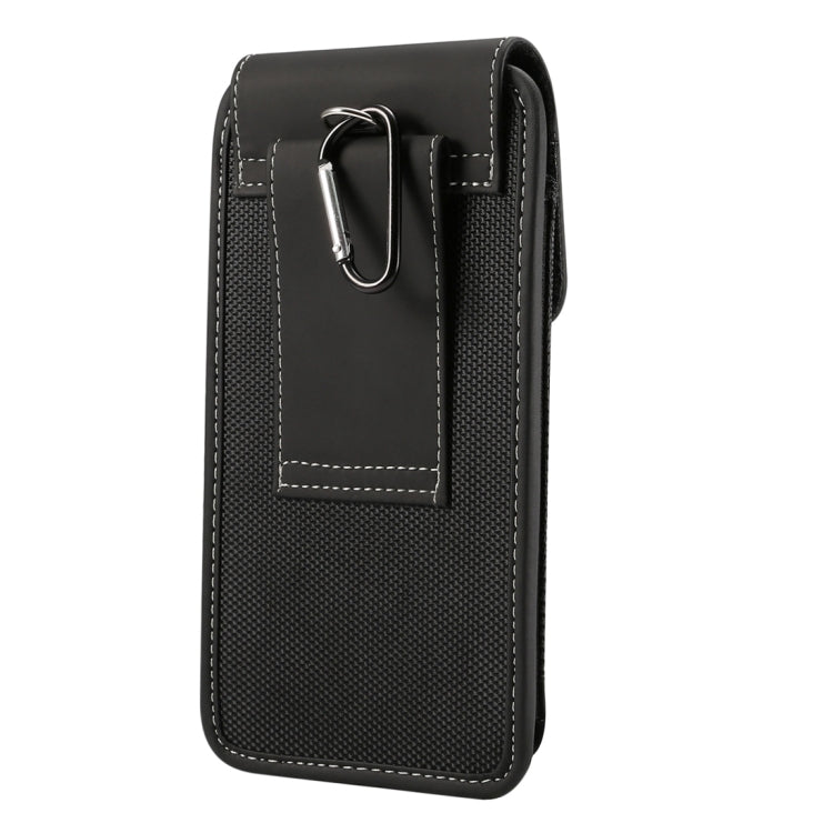 Universal Hanging Waist Oxford Cloth Case For 5.7-6.3 inch Mobile Phones, with Carabiner(Black)