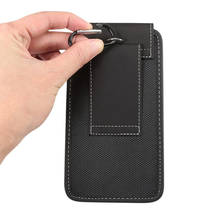 Universal Hanging Waist Oxford Cloth Case For 5.7-6.3 inch Mobile Phones, with Carabiner(Black)