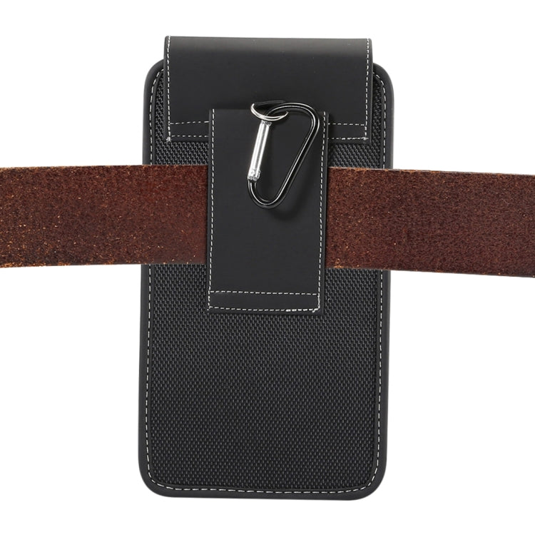 Universal Hanging Waist Oxford Cloth Case For 5.7-6.3 inch Mobile Phones, with Carabiner(Black)