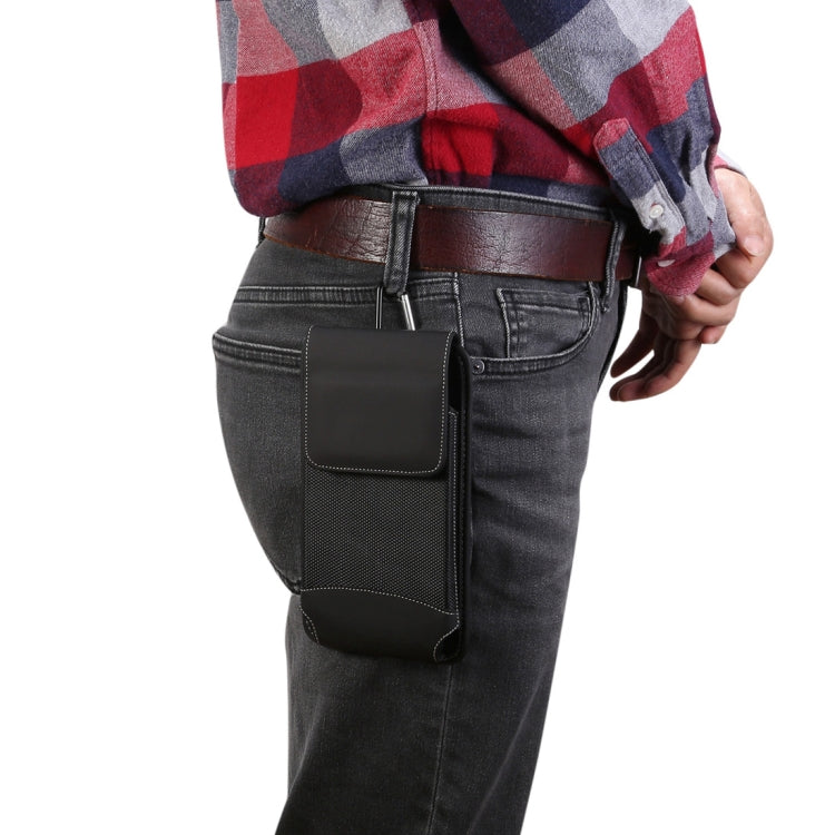Universal Hanging Waist Oxford Cloth Case For 5.7-6.3 inch Mobile Phones, with Carabiner(Black)