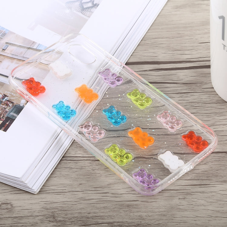 For iPhone XS Max 3D Epoxy Bear Pattern Shockproof Soft PC+TPU Case(Transparent)