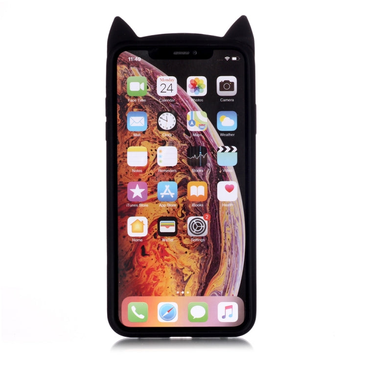 For iPhone XS Max Cheshire Cat Pattern Silicone Protective Case (Black)