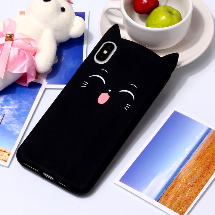 For iPhone XS Max Cheshire Cat Pattern Silicone Protective Case (Black)
