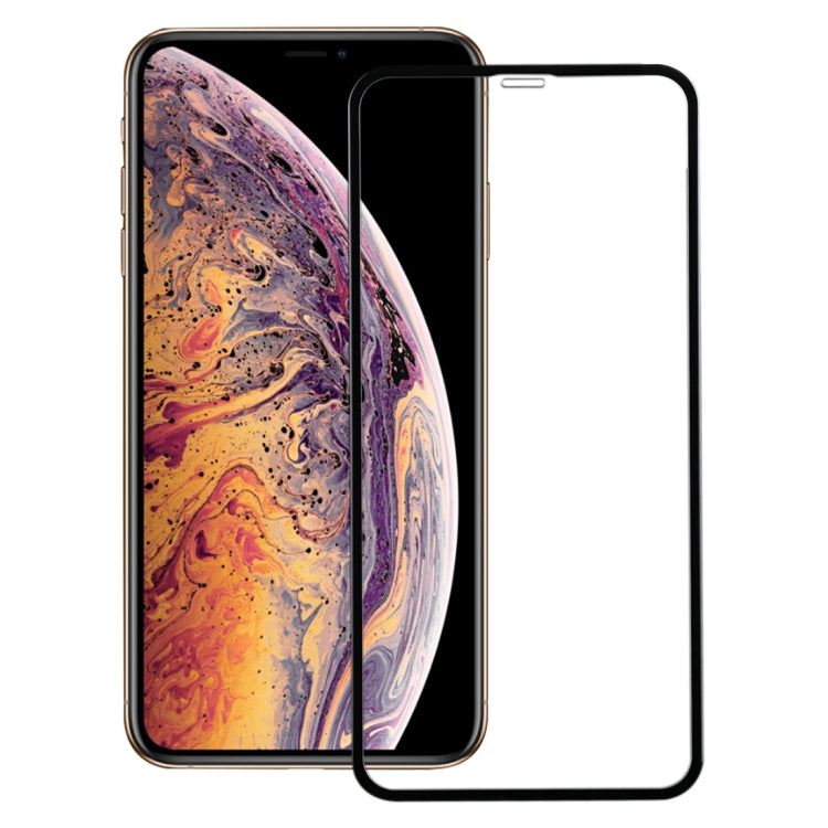 For iPhone XS Max 9H Anti-fingerprint Plasma Full Screen Carbon Fiber Soft Edges Tempered Glass Film (Black)