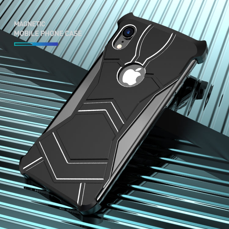 For iPhone XS Max R-JUST Magnet Adsorption Metal Polished Texture Phone Case(Black)