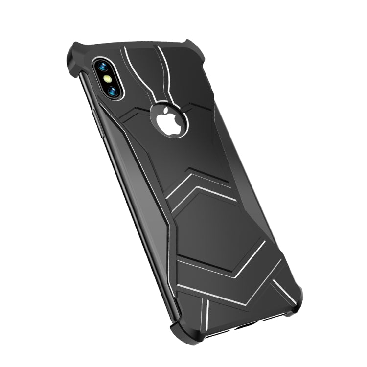 For iPhone XS Max R-JUST Magnet Adsorption Metal Polished Texture Phone Case(Black)