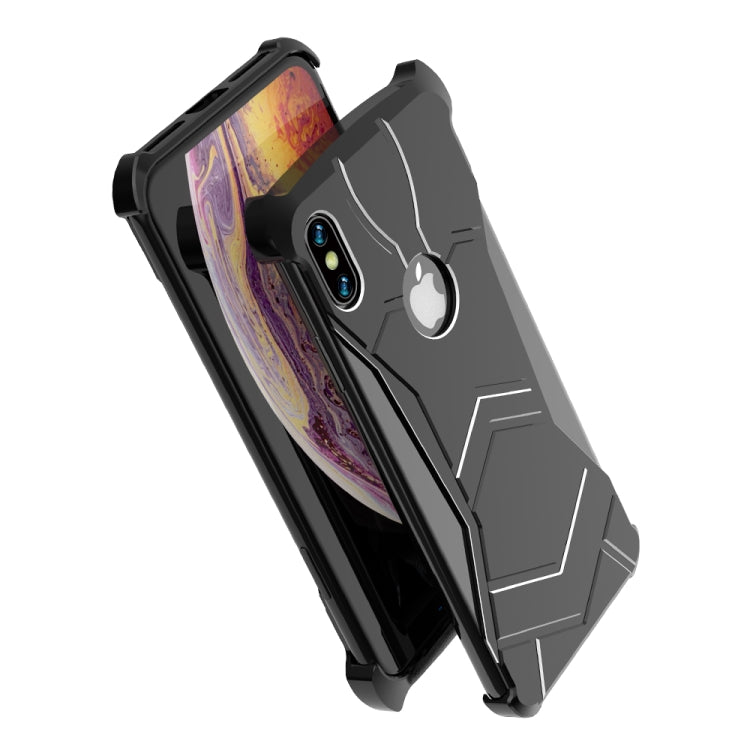 For iPhone XS Max R-JUST Magnet Adsorption Metal Polished Texture Phone Case(Black)