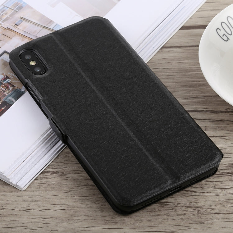 For iPhone XS Max Silk Texture Horizontal Flip Leather Case,with Holder & Call Display ID