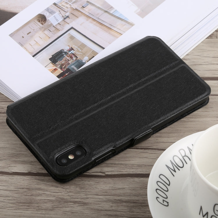 For iPhone XS Max Silk Texture Horizontal Flip Leather Case,with Holder & Call Display ID