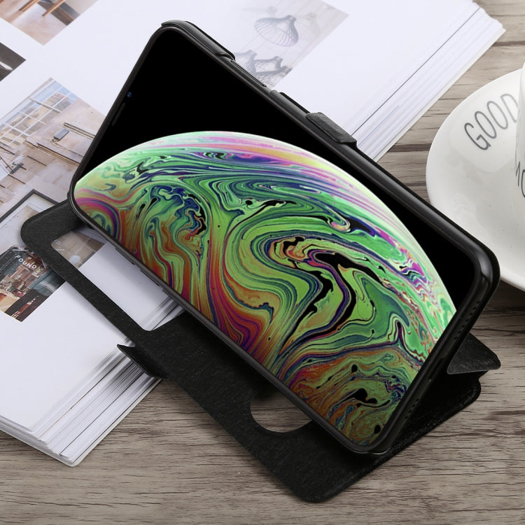 For iPhone XS Max Silk Texture Horizontal Flip Leather Case,with Holder & Call Display ID