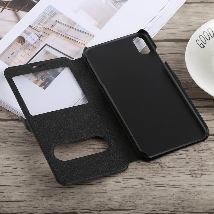 For iPhone XS Max Silk Texture Horizontal Flip Leather Case,with Holder & Call Display ID