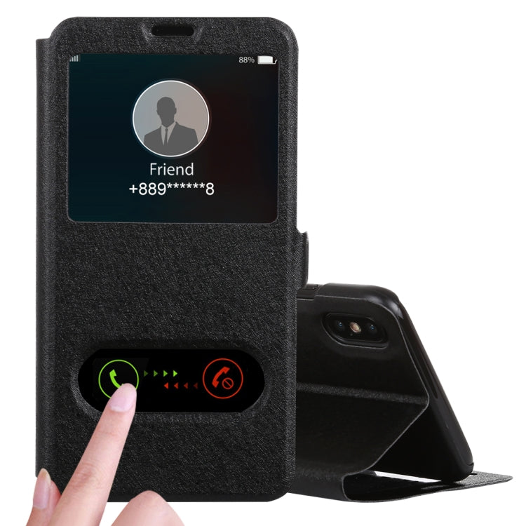 For iPhone XS Max Silk Texture Horizontal Flip Leather Case,with Holder & Call Display ID