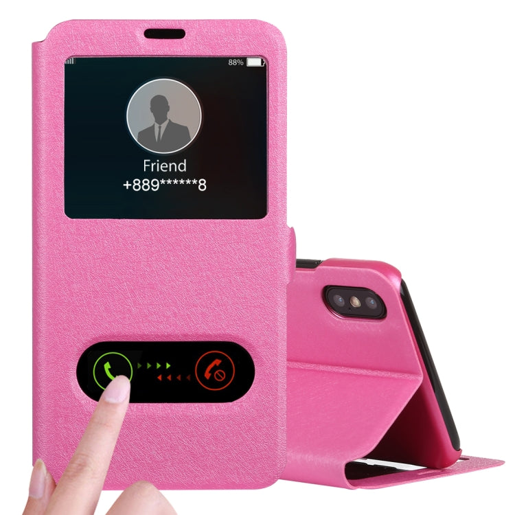 For iPhone XS Max Silk Texture Horizontal Flip Leather Case,with Holder & Call Display ID