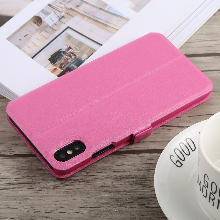 For iPhone XS Max Silk Texture Horizontal Flip Leather Case,with Holder & Call Display ID
