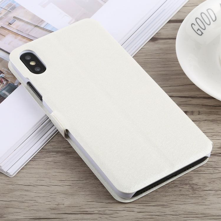 For iPhone XS Max Silk Texture Horizontal Flip Leather Case,with Holder & Call Display ID