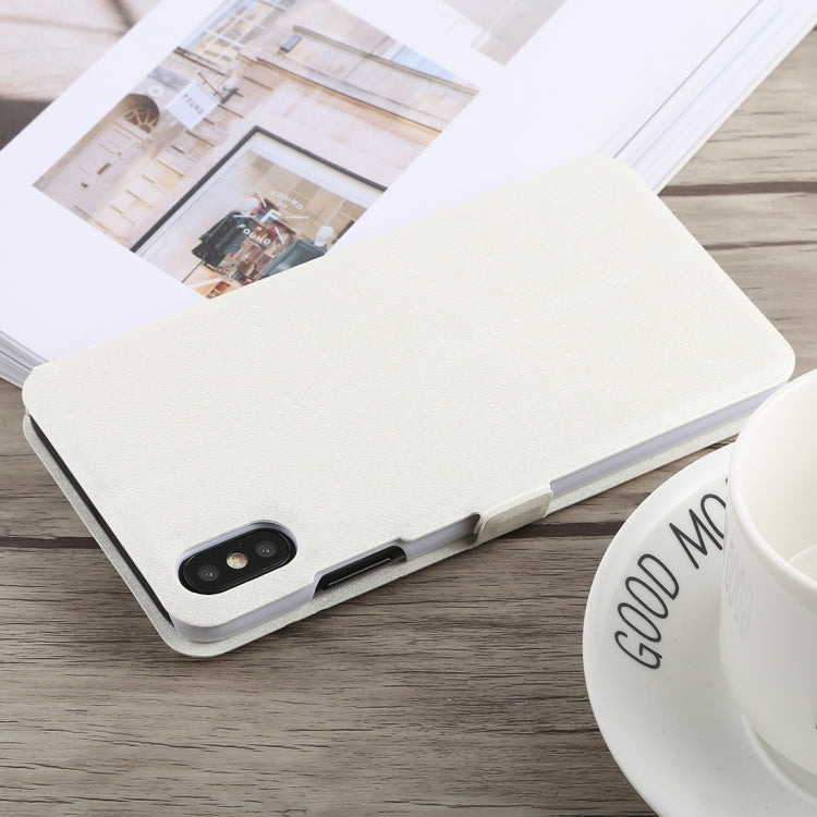 For iPhone XS Max Silk Texture Horizontal Flip Leather Case,with Holder & Call Display ID