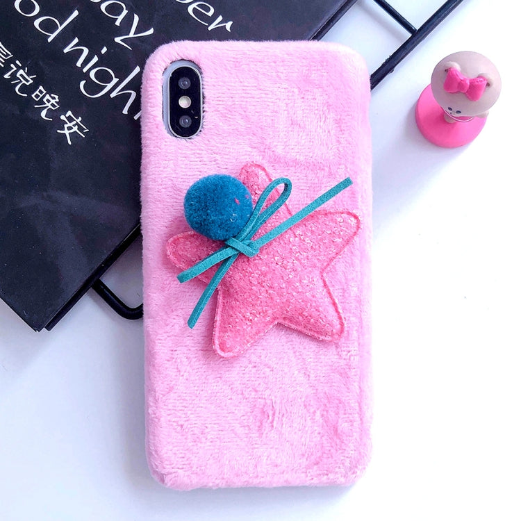 For iPhone XS Max 3D Fur Ball & Star Plush Case
