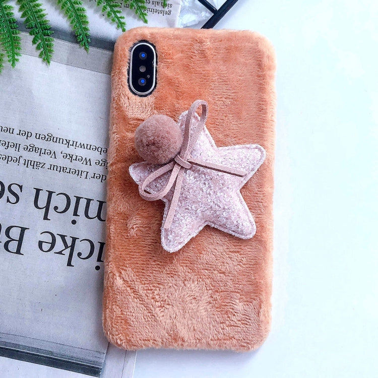For iPhone XS Max 3D Fur Ball & Star Plush Case