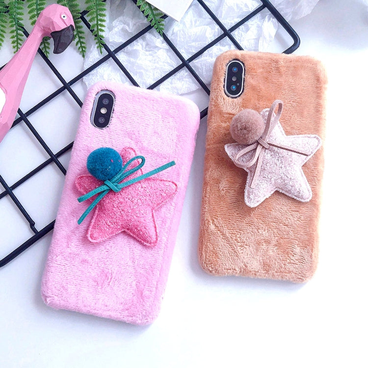 For iPhone XS Max 3D Fur Ball & Star Plush Case