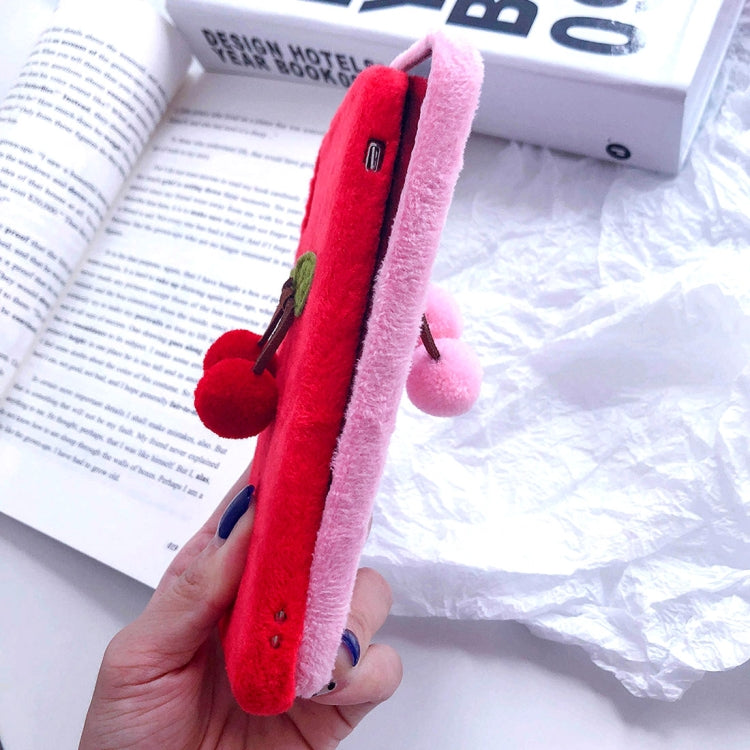For iPhone XS Max 3D Fur Ball Cherry Plush Case