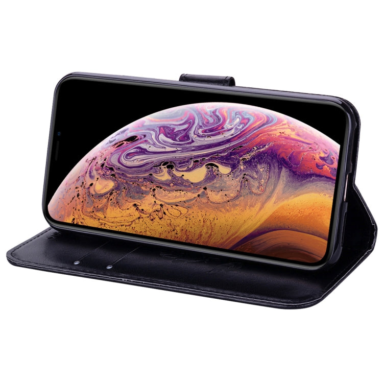 For iPhone XS Max Rose Embossed Horizontal Flip PU Leather Case with Holder & Card Slots & Wallet
