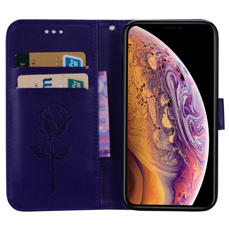 For iPhone XS Max Rose Embossed Horizontal Flip PU Leather Case with Holder & Card Slots & Wallet