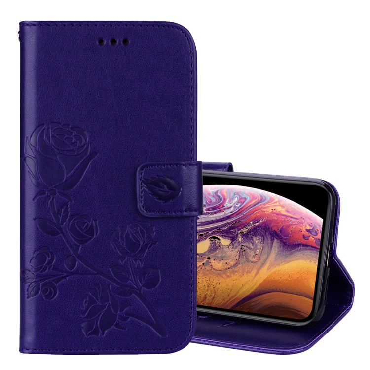 For iPhone XS Max Rose Embossed Horizontal Flip PU Leather Case with Holder & Card Slots & Wallet
