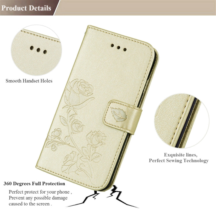 For iPhone XS Max Rose Embossed Horizontal Flip PU Leather Case with Holder & Card Slots & Wallet