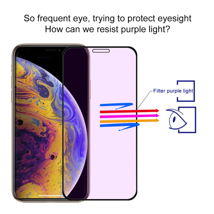 For iPhone 11 Pro Max / XS Max Anti-scratch 9H 10D Full Screen Purple-ray Tempered Glass Film