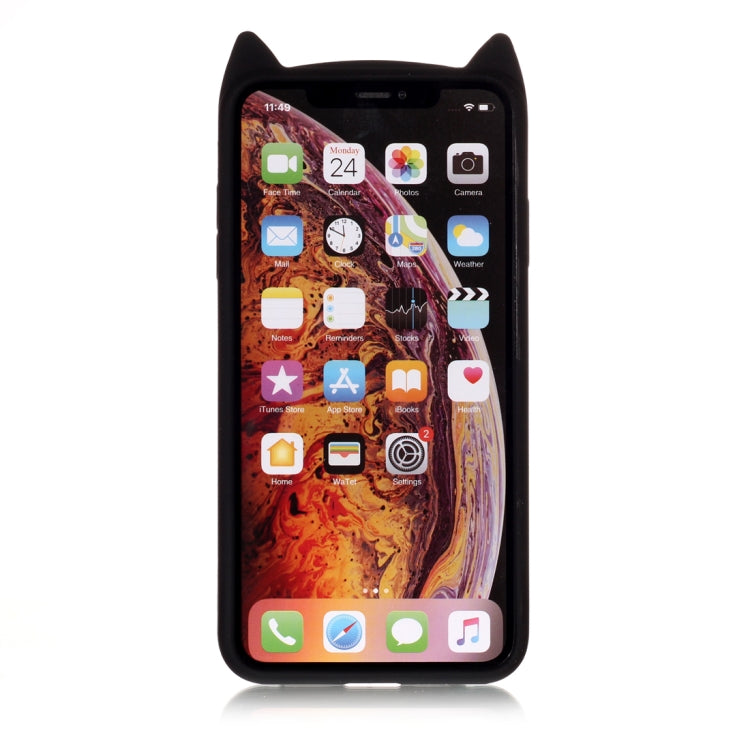 For iPhone XS Max Cat Whiskers Pattern Silicone Protective Case (Black)