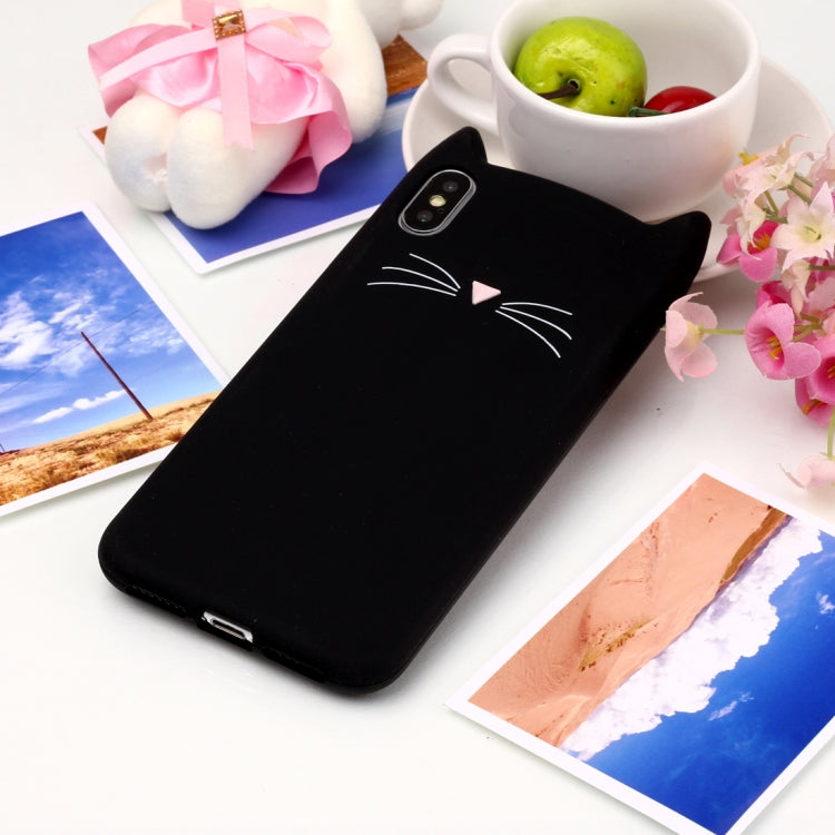 For iPhone XS Max Cat Whiskers Pattern Silicone Protective Case (Black)