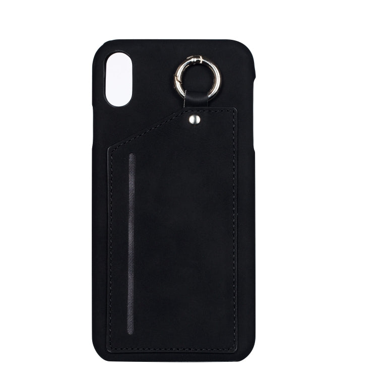 For iPhone XS Max Retro Business Style PC + PU Leather Case with Card Slots & Hanging Ring