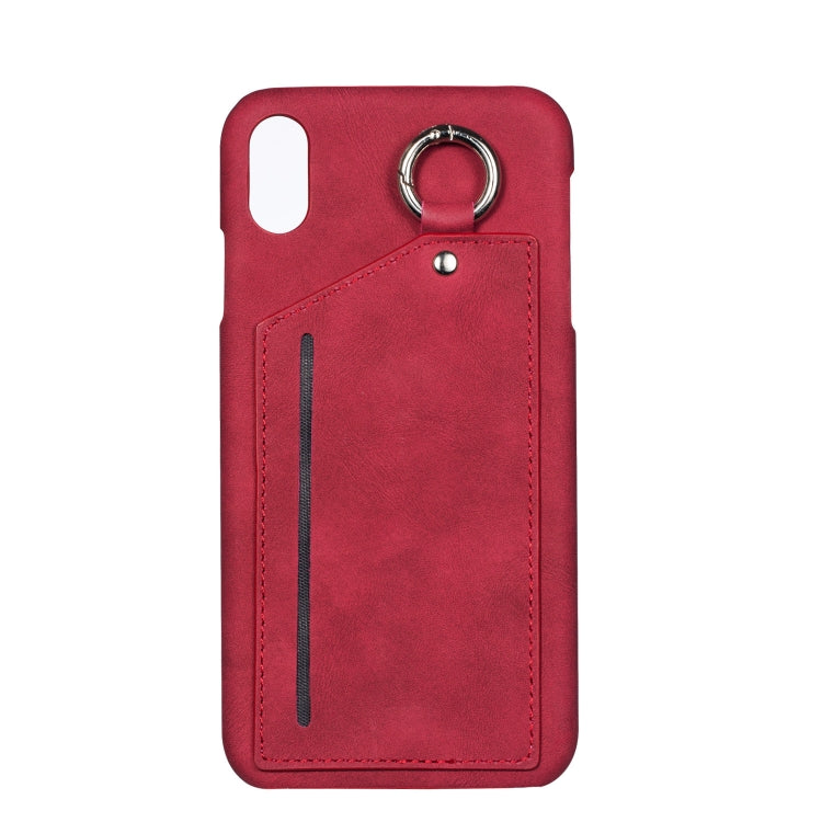 For iPhone XS Max Retro Business Style PC + PU Leather Case with Card Slots & Hanging Ring