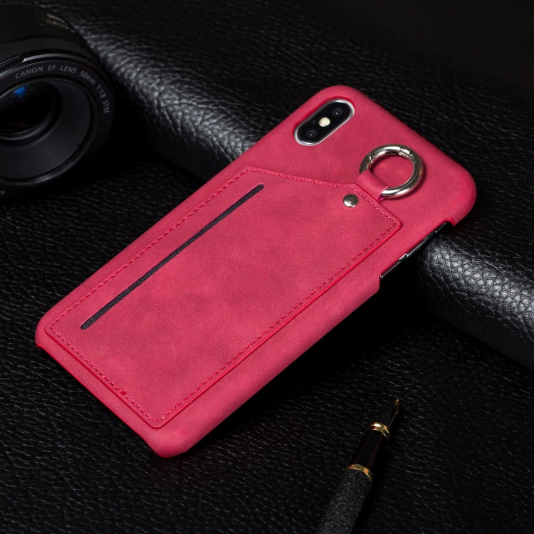For iPhone XS Max Retro Business Style PC + PU Leather Case with Card Slots & Hanging Ring