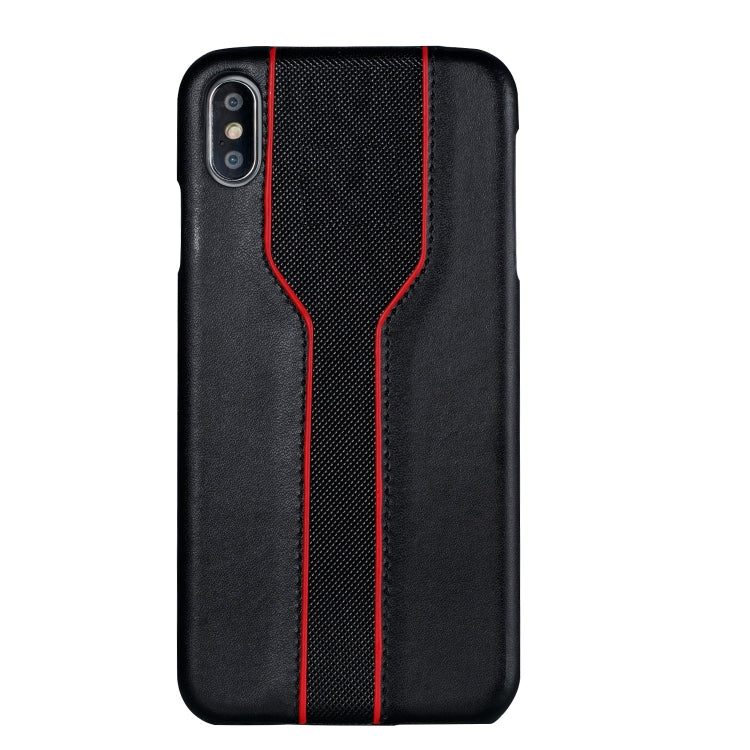 For iPhone XS Max Diamond Texture PC + PU Leather Case (Black)