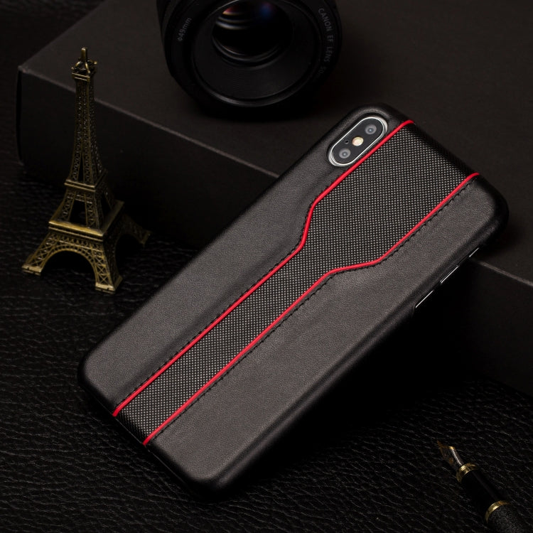 For iPhone XS Max Diamond Texture PC + PU Leather Case (Black)
